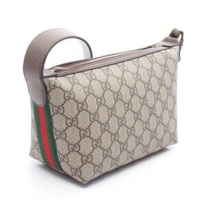 Gucci Ophidia GG Supreme Shoulder Bag Leather Beige Brown Multicolor